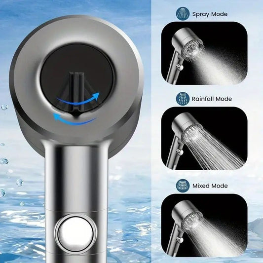 Shower head, high pressure flow multiple modes, 5 layers filter, hard water power rinse, with switch, suitable for pet bathing, vertical shower, white turbo shower - GoTypical