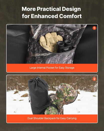 Single Person Portable Hunting Blind Ground Deer Duck Blind with Carrying Bag - GoTypical