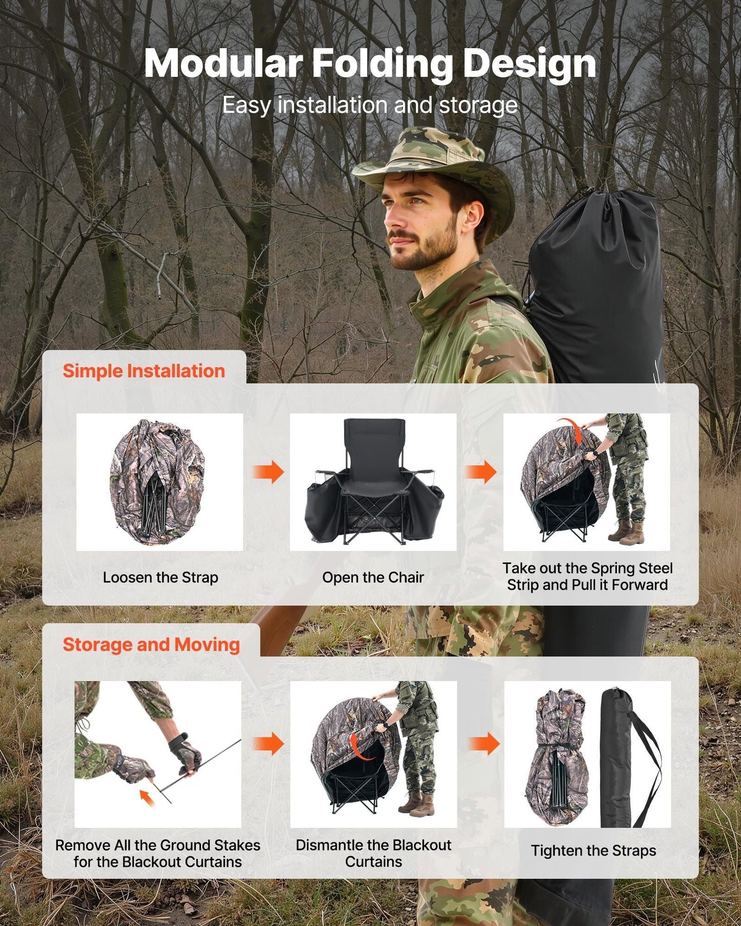 Single Person Portable Hunting Blind Ground Deer Duck Blind with Carrying Bag - GoTypical