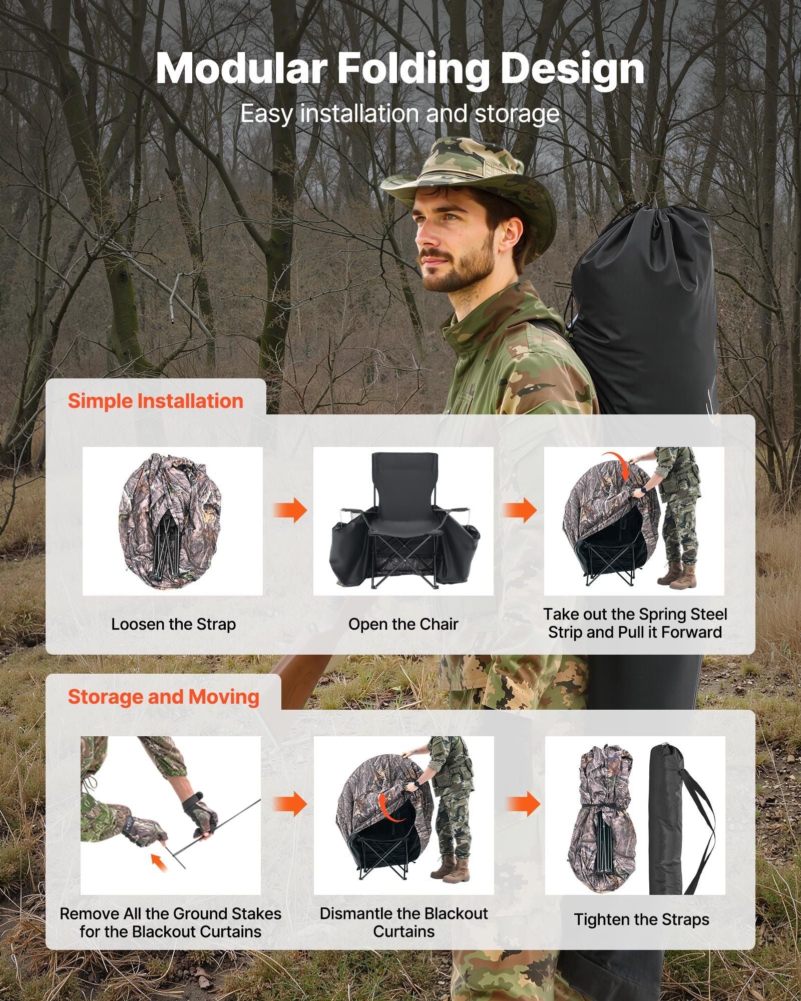 Single Person Portable Hunting Blind Ground Deer Duck Blind with Carrying Bag - GoTypical
