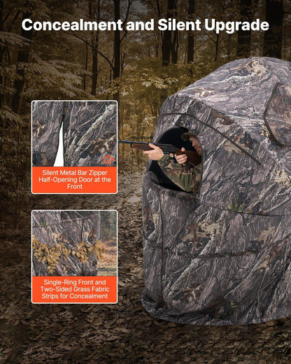 Single Person Portable Hunting Blind Ground Deer Duck Blind with Carrying Bag - GoTypical