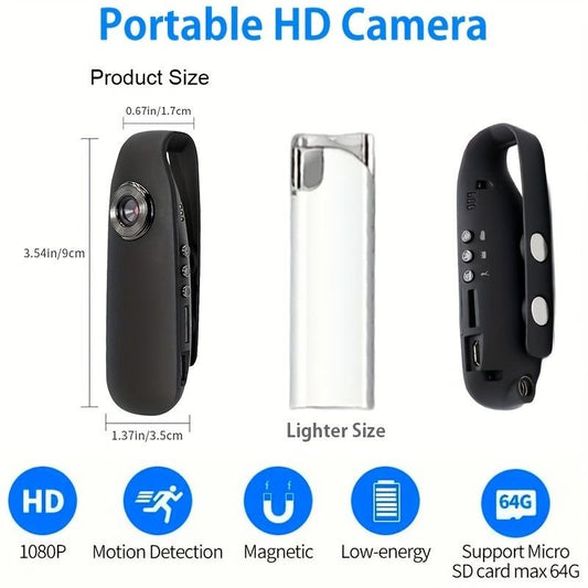 Small Body Cameras; 1080P Full HD Mini Camera Body Wear Camera; Bike Cameras Cycling Video Recorder; Portable Pocket Body Cams With Back Clip; Video & Audio Recording; Motion Activated - GoTypical