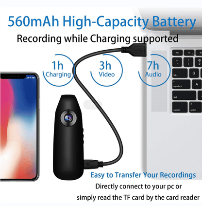 Small Body Cameras; 1080P Full HD Mini Camera Body Wear Camera; Bike Cameras Cycling Video Recorder; Portable Pocket Body Cams With Back Clip; Video & Audio Recording; Motion Activated - GoTypical