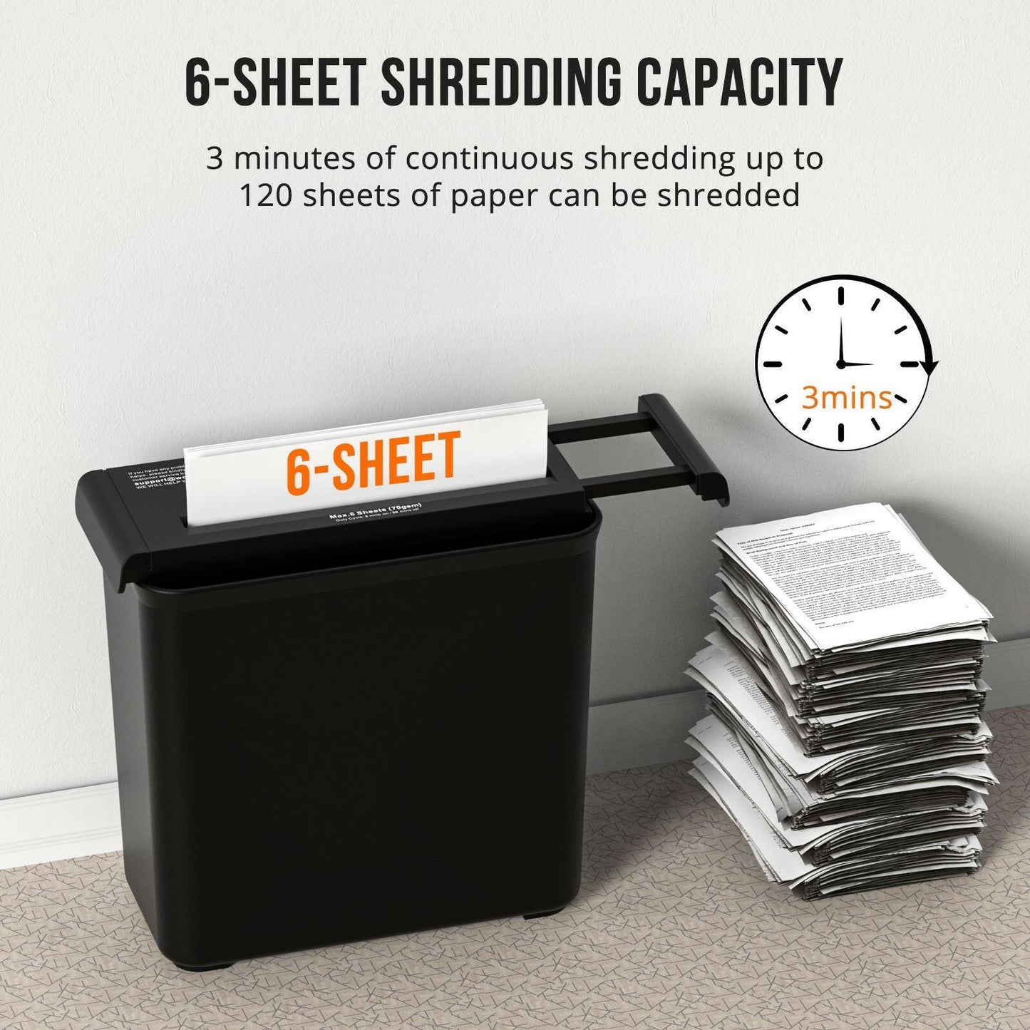 Small Paper Shredder – 6-Sheet Strip Cut Portable Design for Home Office - GoTypical