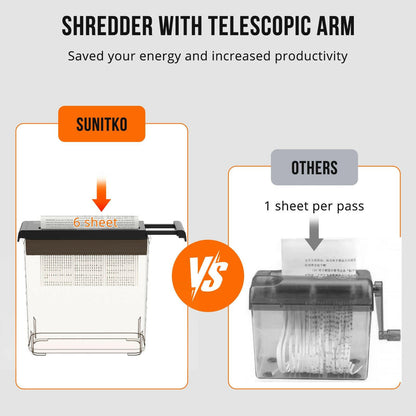Small Paper Shredder – 6-Sheet Strip Cut Portable Design for Home Office - GoTypical