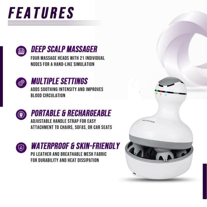 Scalp Massager – . Smart Electric Rechargeable White Silicone - GoTypical