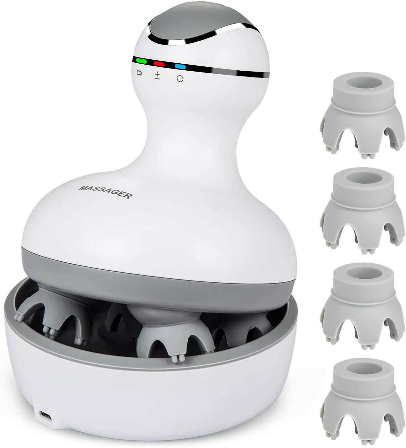 Scalp Massager – . Smart Electric Rechargeable White Silicone - GoTypical