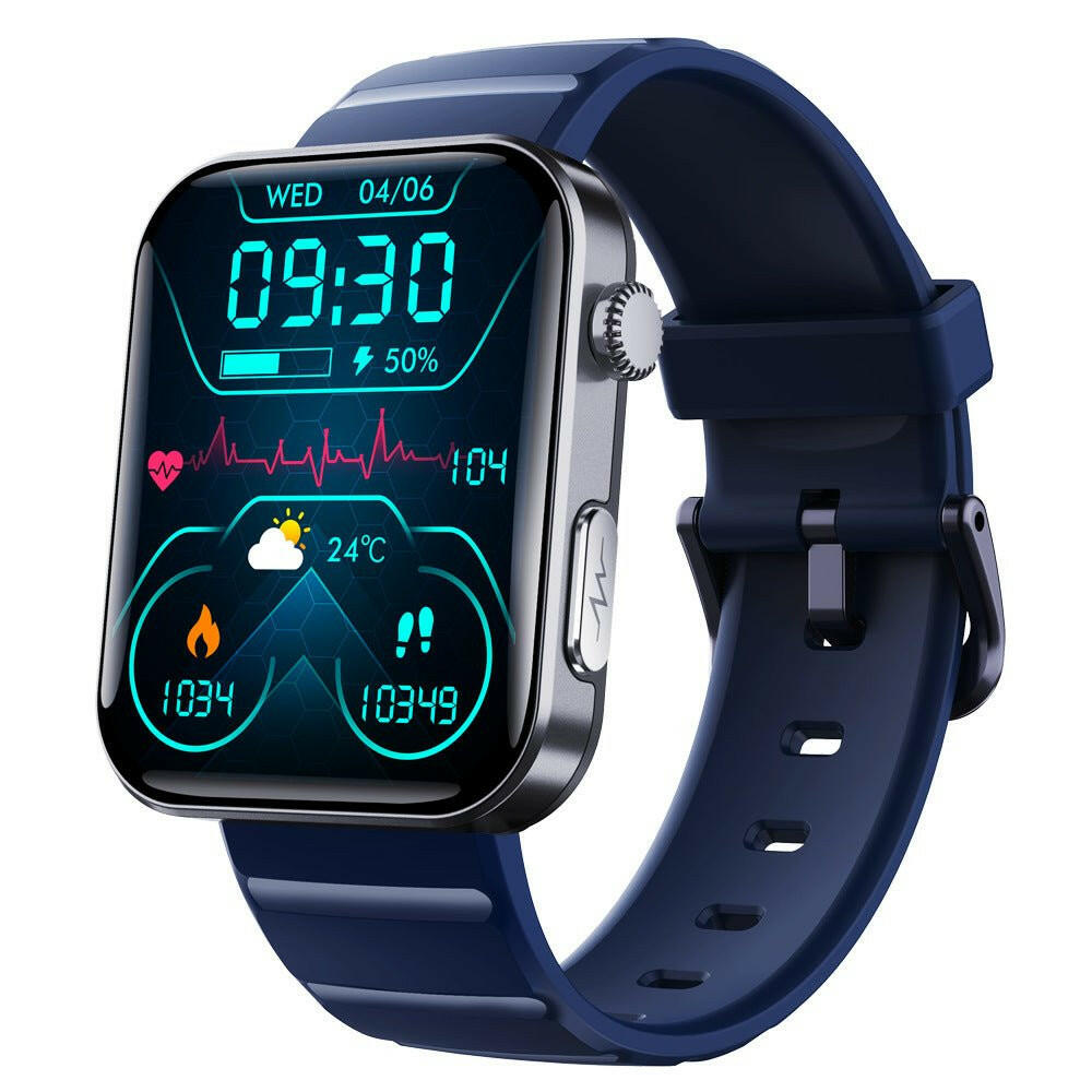 Smart Watch – SOS Fall Alarm Bluetooth Calling Black Silicone Health Monitor - GoTypical