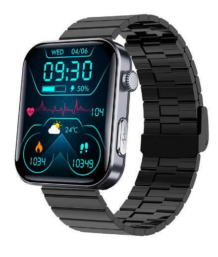 Smart Watch – SOS Fall Alarm Bluetooth Calling Black Silicone Health Monitor - GoTypical