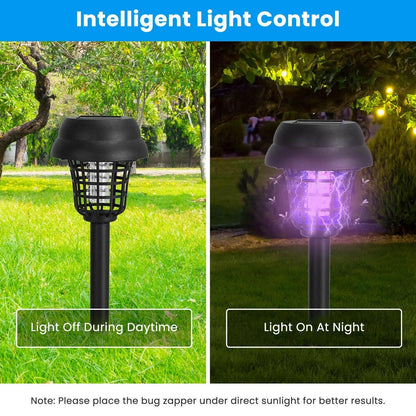 Solar Mosquito Zapper 4 - Pack – Dual Purple UV & White LED Modes, 532 V Electric Shock, Auto On/Off, 800 mAh Rechargeable Battery, Waterproof Torch for Yard, Garden, Patio - GoTypical