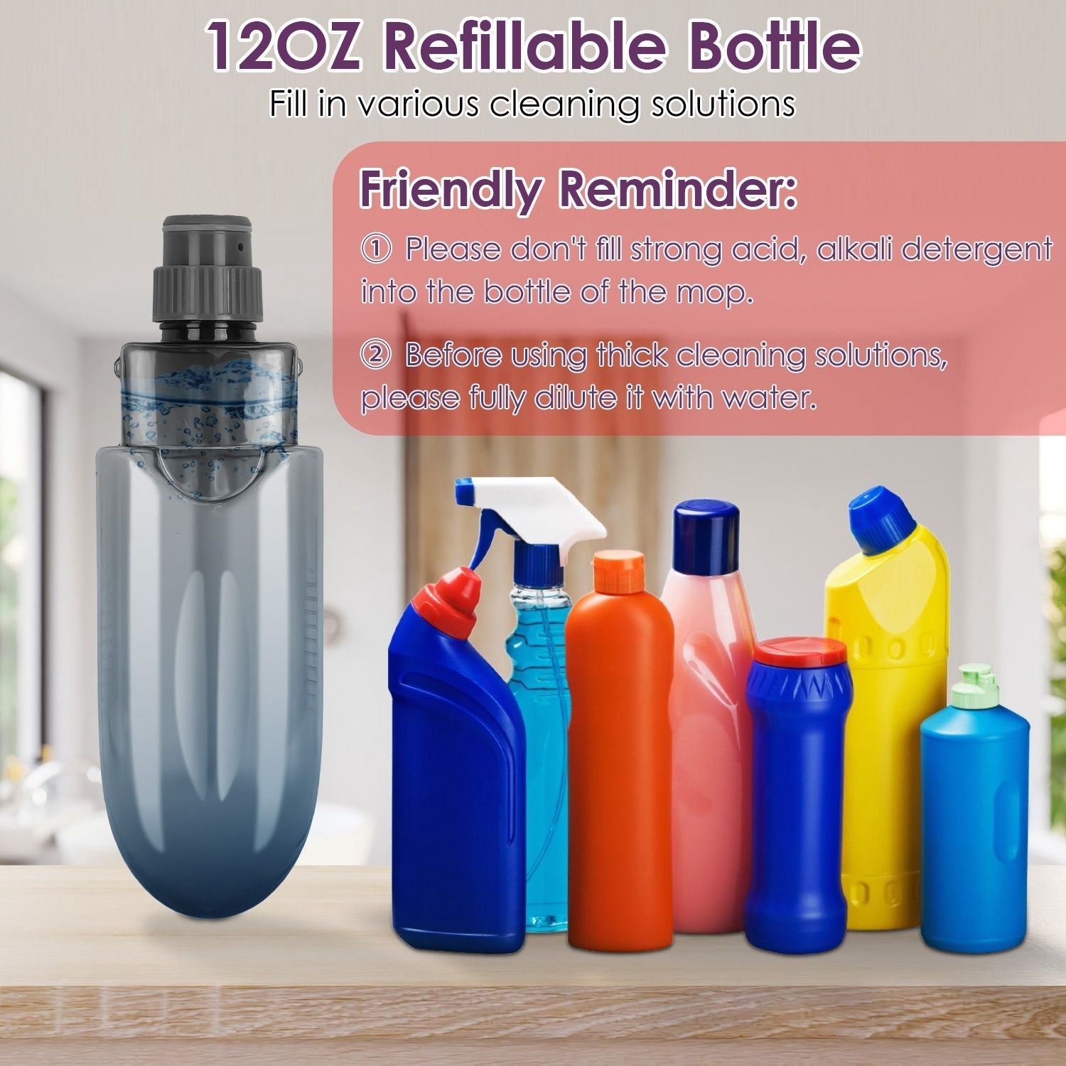Spray Mop for Floor Cleaning, 49.21" Extended Handle with 360° Rotating Mop Head, 12oz Leak - Proof Water Bottle & 3 Reusable Microfiber Pads - No Battery Needed, for Hardwood, Laminate, Tile, Vinyl & M - GoTypical