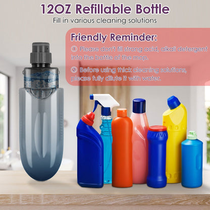 Spray Mop for Floor Cleaning, 49.21" Extended Handle with 360° Rotating Mop Head, 12oz Leak - Proof Water Bottle & 3 Reusable Microfiber Pads - No Battery Needed, for Hardwood, Laminate, Tile, Vinyl & M - GoTypical