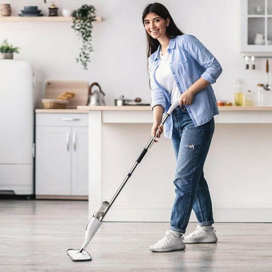 Spray Mop – 49.21" Extended Handle 360° Rotating Head with Reusable Pads - GoTypical