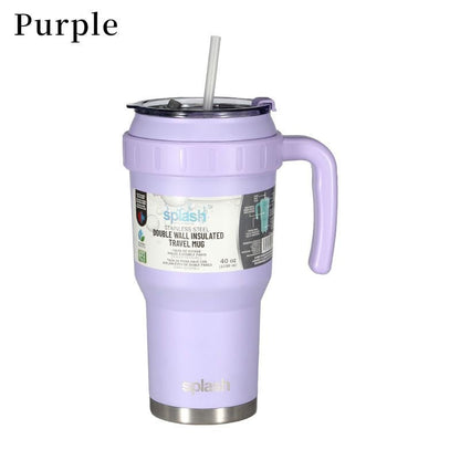 Steel Insulated Mugs i Break Reusable For Hot And Cold Drinks,Ldeal For Water,lced Tea,Coffee,Car Mugs Tumblers With Handle And Straw - GoTypical