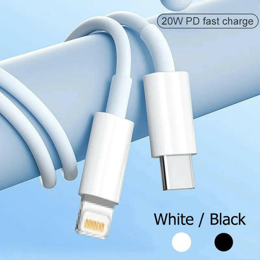 Apple Fast Charging Cable – 1.8m PD20W Lightning Cable Black - GoTypical