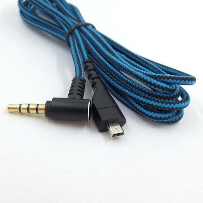 . Gaming Audio Cable – Blue Black Stripe Nylon Braided for Arctis 3 5 7 - GoTypical
