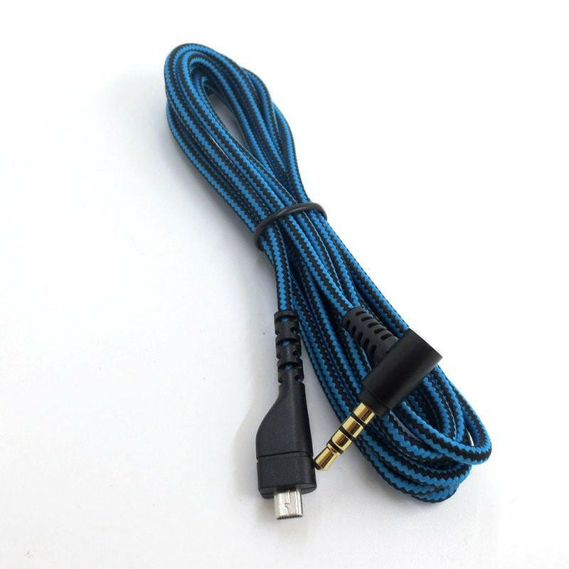 . Gaming Audio Cable – Blue Black Stripe Nylon Braided for Arctis 3 5 7 - GoTypical