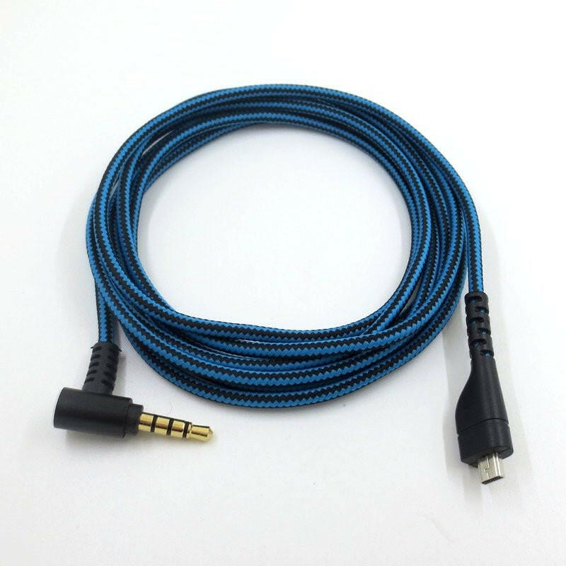 . Gaming Audio Cable – Blue Black Stripe Nylon Braided for Arctis 3 5 7 - GoTypical