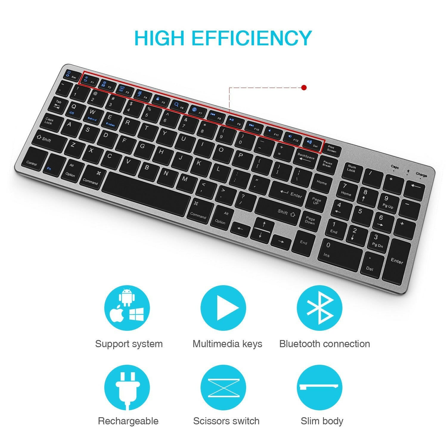 Bluetooth Wireless Charging Keyboard for iPad and Mobile – . - GoTypical