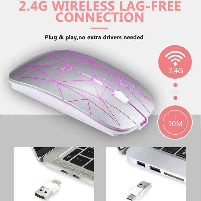 Suitable for Microsoft Surface Light up Silent Type c+USB Dual Interface Mouse Wireless Mouse - GoTypical