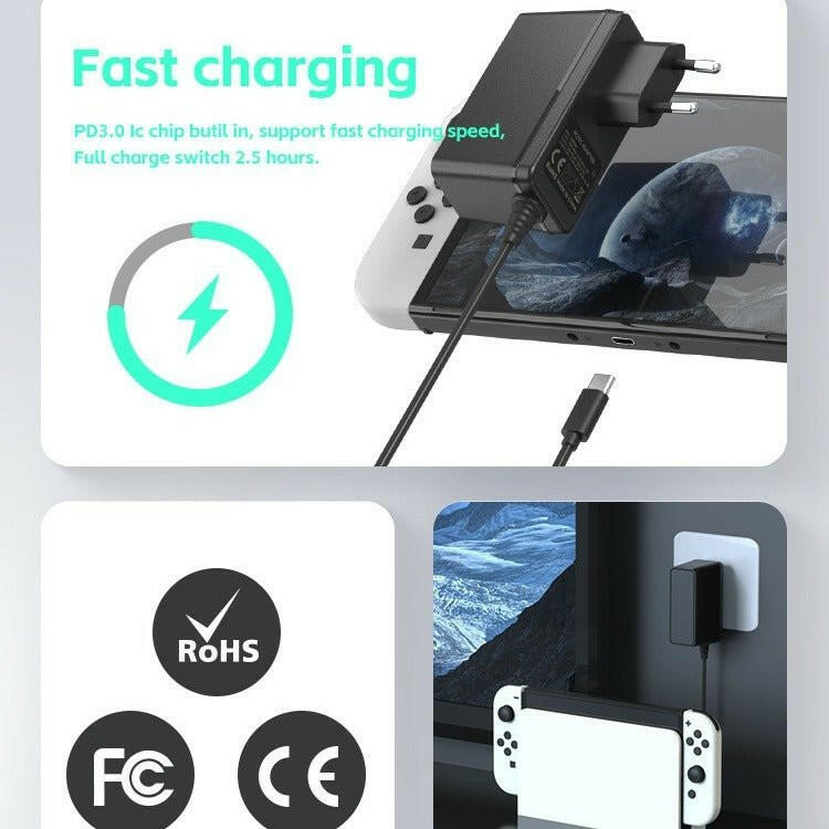 . Switch Charger – Intelligent Fast Charging USB Type-C Plug 1.5m - GoTypical