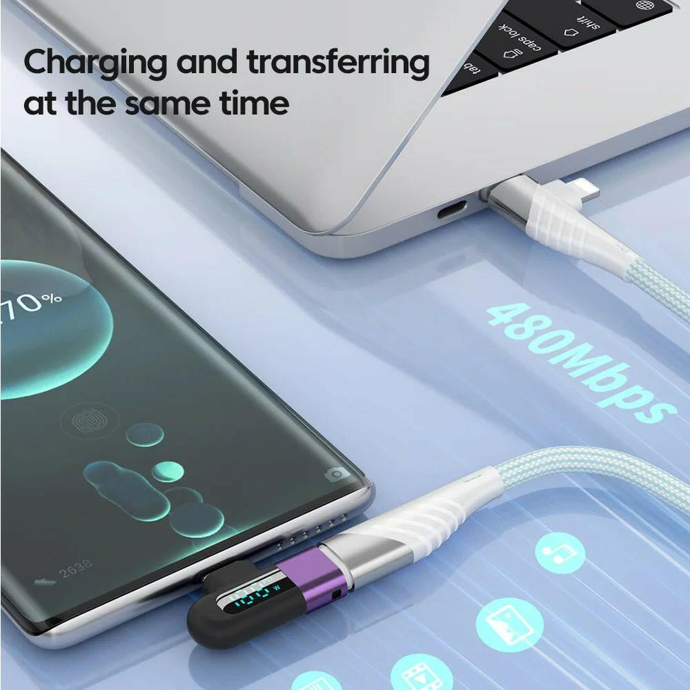 . TG Adapter 6A 120W Fast Charging Digital Display Type-C Cable - GoTypical