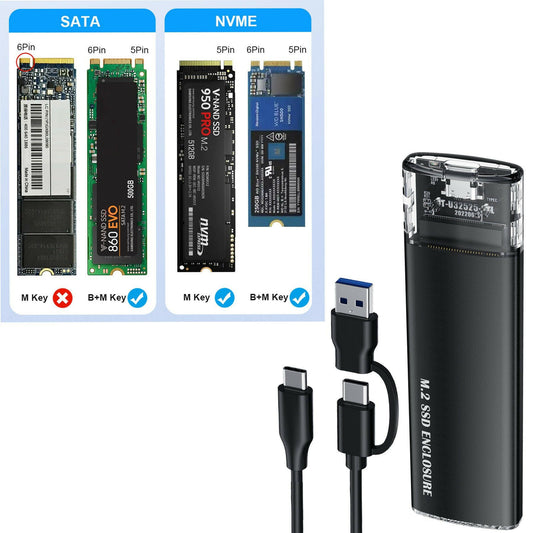 . NVMe M.2 Portable Hard Drive Case – Aluminum Alloy, Transparent - GoTypical