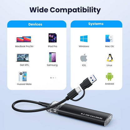 . NVMe M.2 Portable Hard Drive Case – Aluminum Alloy, Transparent - GoTypical