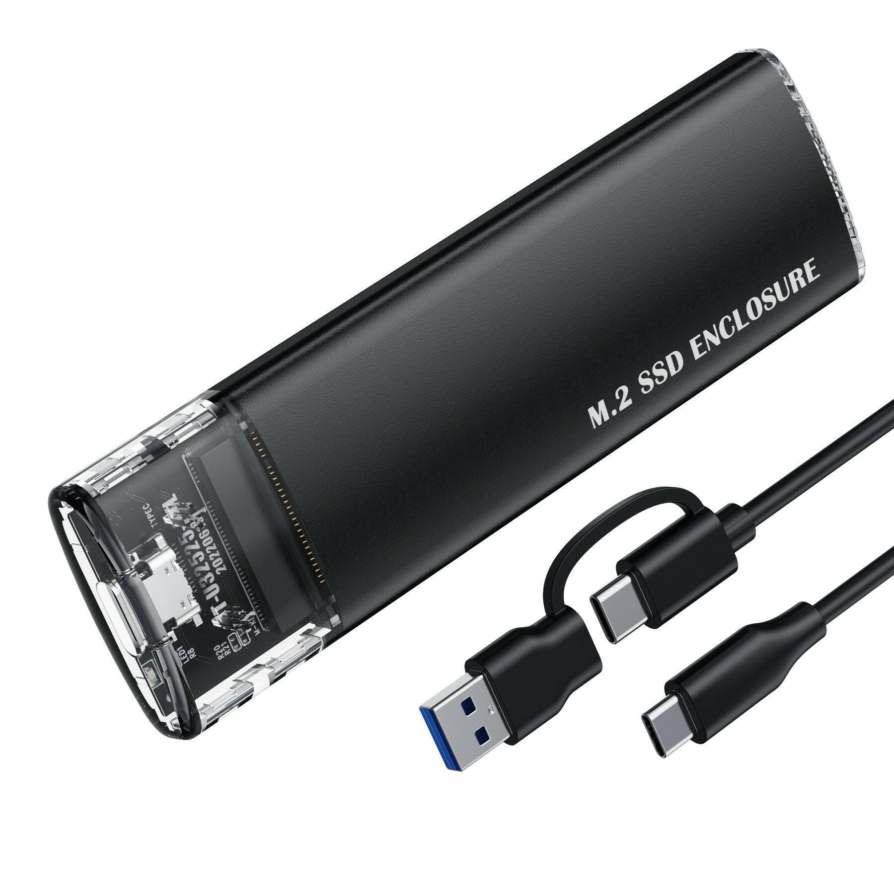 . NVMe M.2 Portable Hard Drive Case – Aluminum Alloy, Transparent - GoTypical