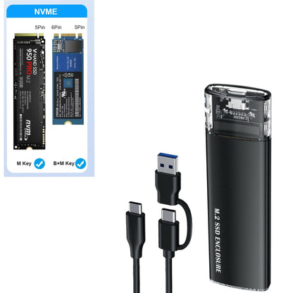 . NVMe M.2 Portable Hard Drive Case – Aluminum Alloy, Transparent - GoTypical