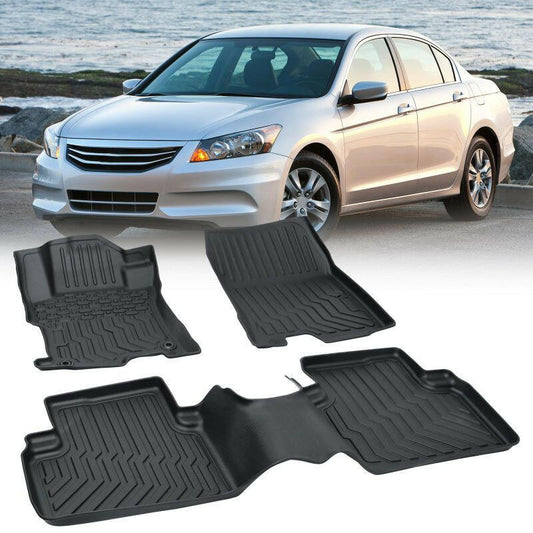 . TPE Rubber Car Floor Mats – Black | Custom Fit for 2008-2012 Honda Accord - GoTypical