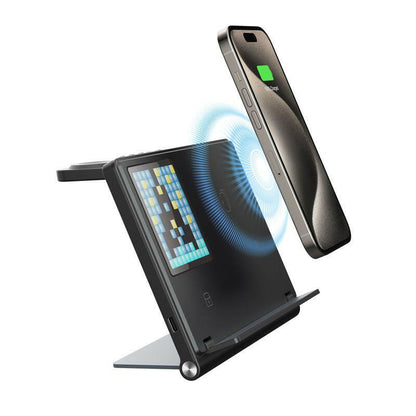 . 5-in-1 Pixel Animation Wireless Charger Stand – Foldable Black - GoTypical
