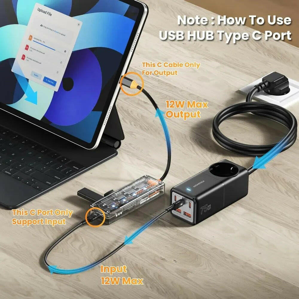 ASOMETECH USB C Hub 4 in 1 – USB 3.0 Transparent Punk Docking Station - GoTypical