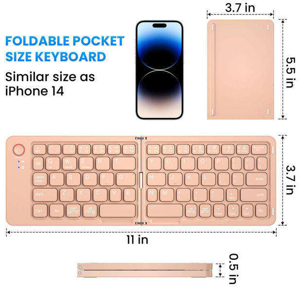 . Bluetooth Keyboard – Ultra Slim Foldable Dual-Mode Wireless ABS - GoTypical
