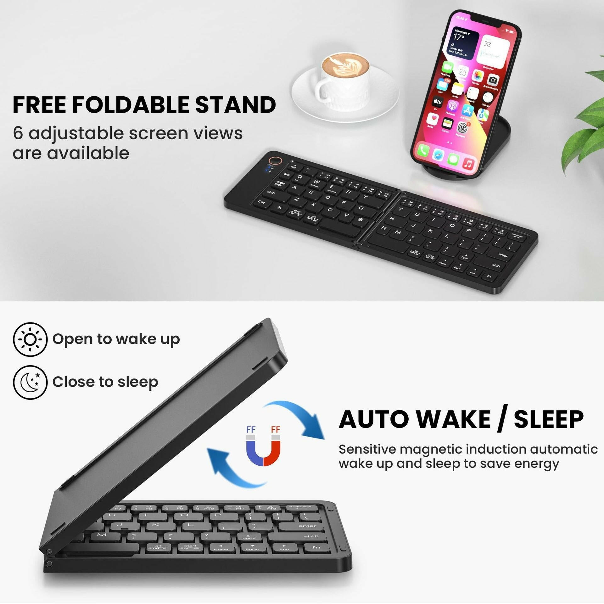 . Bluetooth Keyboard – Ultra Slim Foldable Dual-Mode Wireless ABS - GoTypical