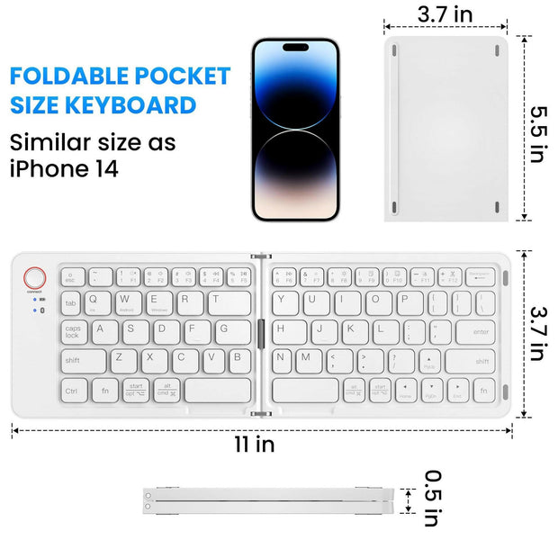 . Bluetooth Keyboard – Ultra Slim Foldable Dual-Mode Wireless ABS - GoTypical