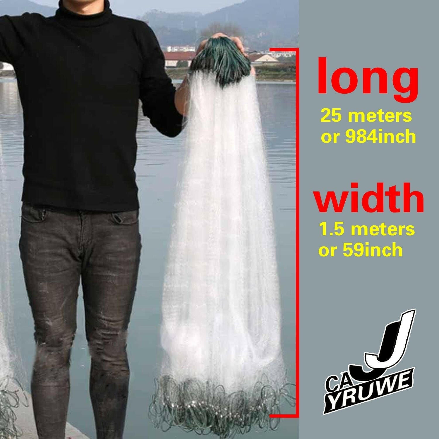 US Folding Fish Sticky Net – 25x1.5m Nylon Three-Layer Mesh Trap - GoTypical