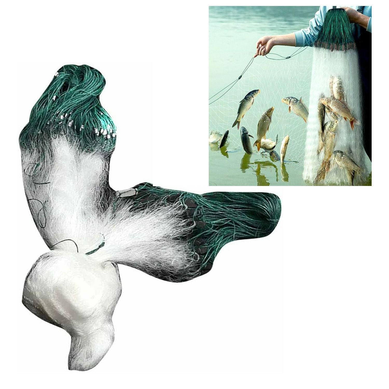 US Folding Fish Sticky Net – 25x1.5m Nylon Three-Layer Mesh Trap - GoTypical