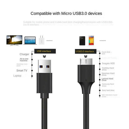 . USB 3.0 to Micro-B Hard Drive Data Cable – Black, Gold-Plated - GoTypical