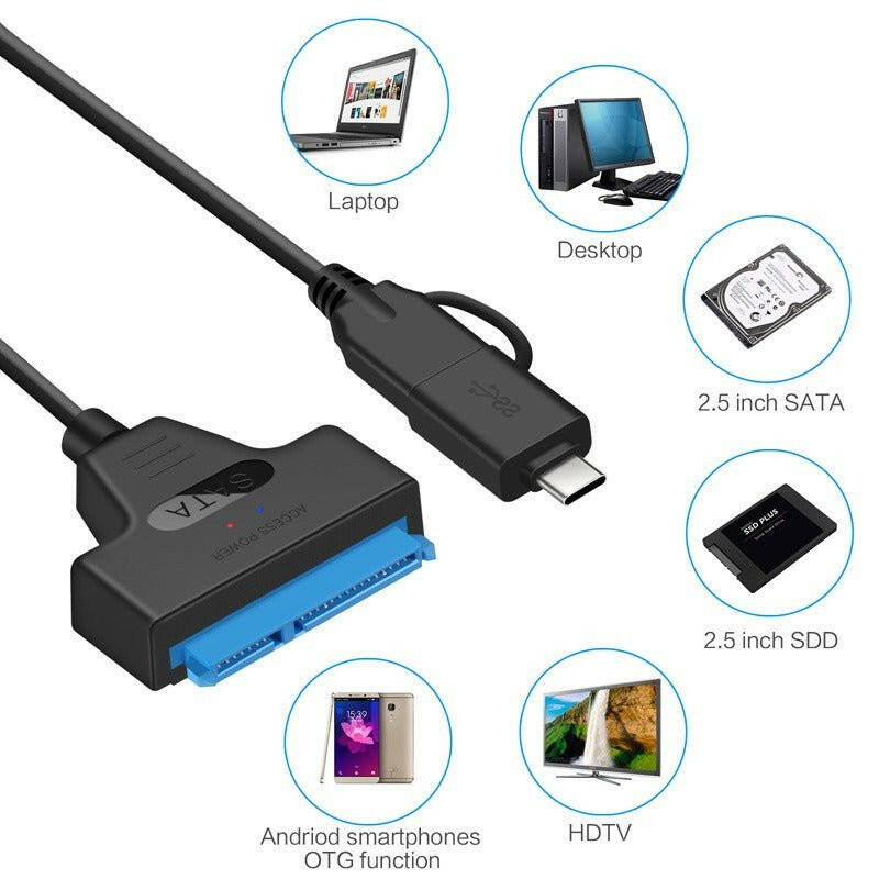 . USB 3.0 USB-C to SATA Hard Disk Adapter Cable 50CM - GoTypical