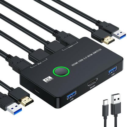 USB 3.0 HDMI KVM Switch – . Dual Computer Keyboard Mouse Sharing - GoTypical
