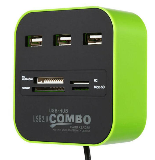 USB 2.0 Hub – 3-Port Adapter with Micro SD Card Reader for Laptop Tablet - GoTypical