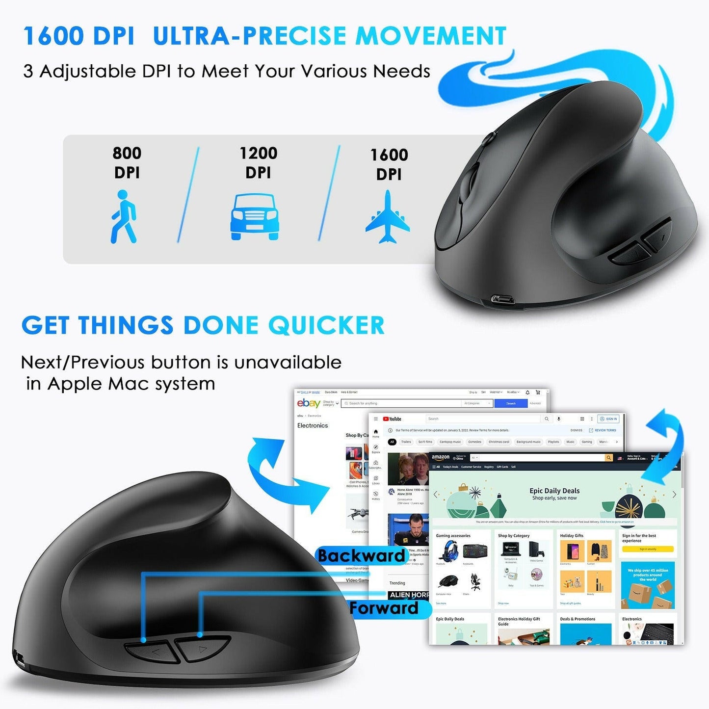 . Vertical Ergonomic Wireless Mouse – Rechargeable Silent Grip - GoTypical