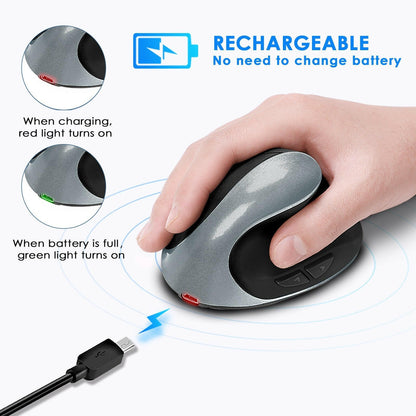 . Vertical Ergonomic Wireless Mouse – Rechargeable Silent Grip - GoTypical