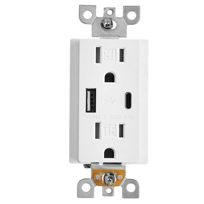 VEVOR USB Wall Outlet 24W 15A with Type C & A Ports – White - GoTypical