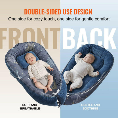Baby Infant Lounger – 100% Cotton Soft Newborn Nest with Headrest - GoTypical