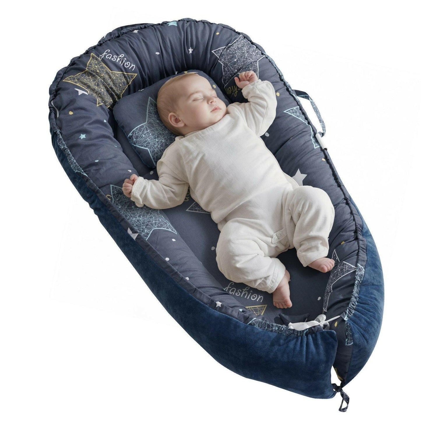 Baby Infant Lounger – 100% Cotton Soft Newborn Nest with Headrest - GoTypical