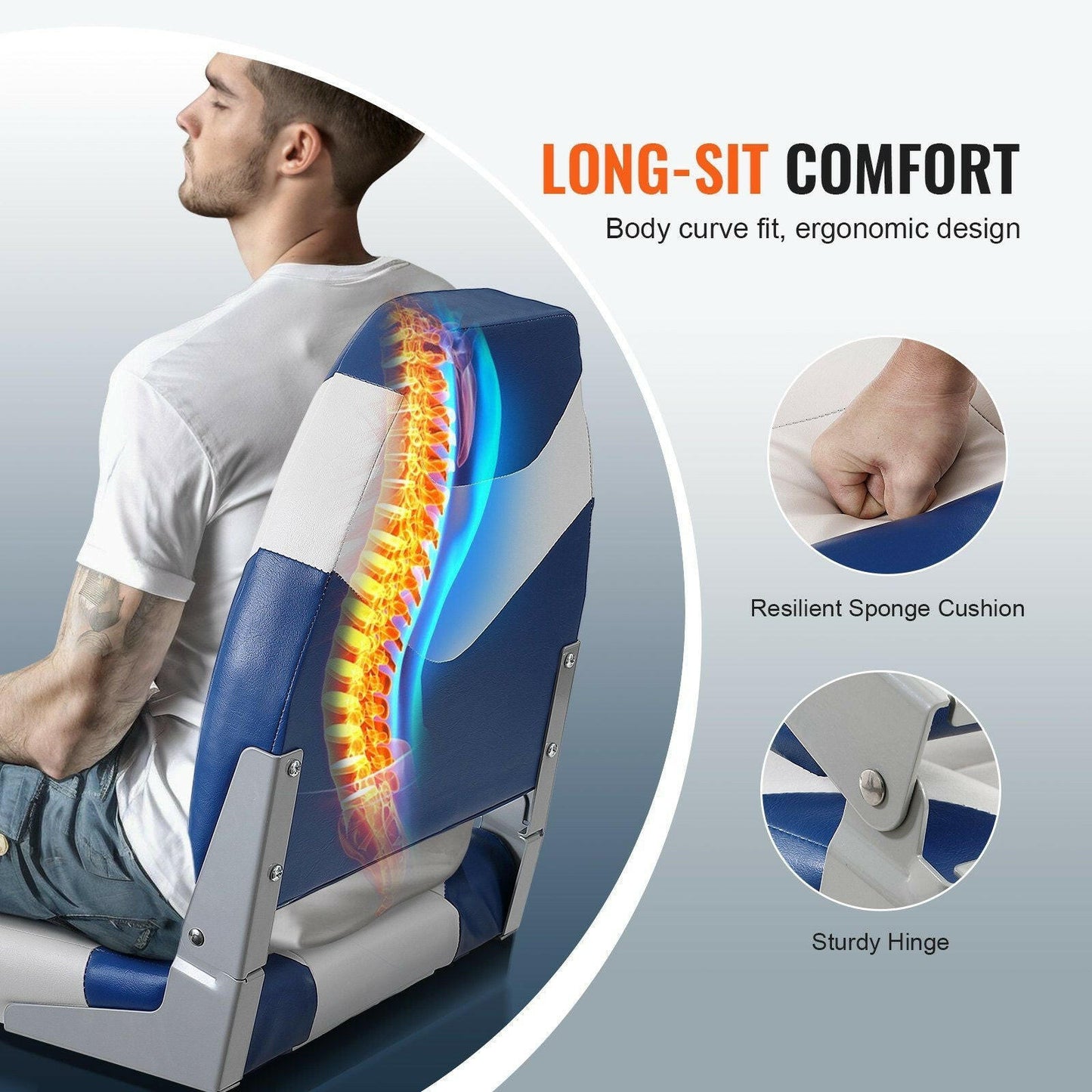 VEVOR Folding Boat Seats – 21.85" High Back Captain Chairs 2-Pack - GoTypical