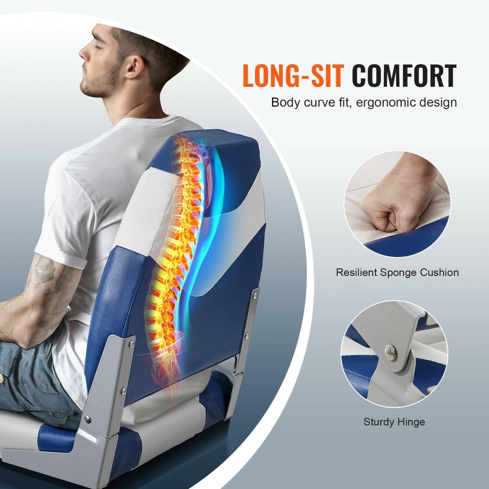 VEVOR Folding Boat Seats – 21.85" High Back Captain Chairs 2-Pack - GoTypical