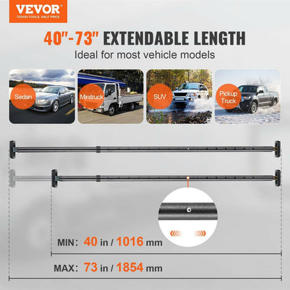VEVOR Cargo Bar, Truck Bed Bar Adjustable from 40" to 73", Heavy - duty Steel Cargo Stabilizer Bar with 220 lbs Capacity, Truck Load Bar Stop Sliding for Pickup Truck Bed, SUV, Minitruck - GoTypical